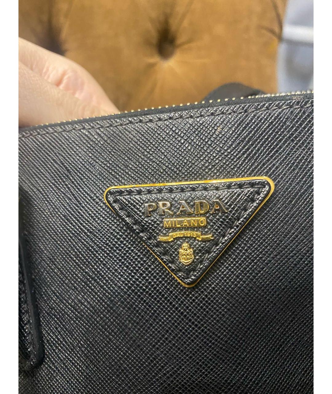 PRADA Черная кожаная сумка тоут, фото 2