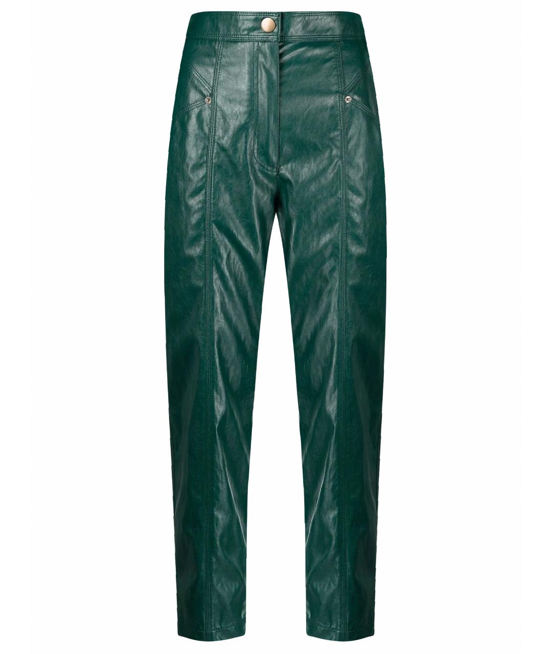 TWIN-SET Зеленые кожаные прямые брюки, фото 1