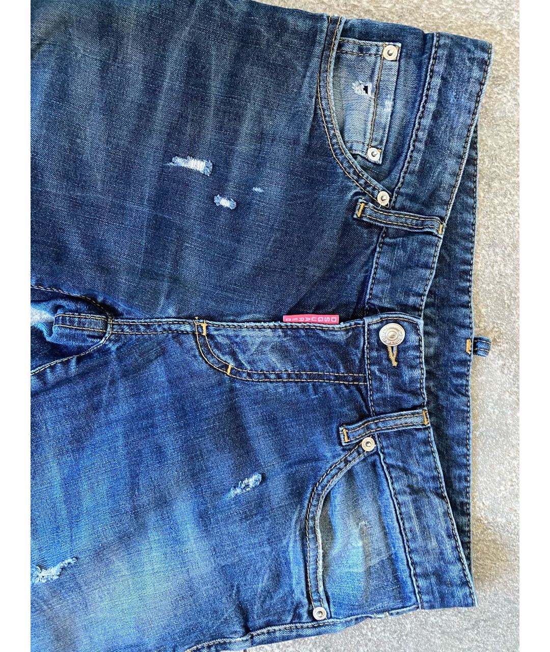 DSQUARED2 Темно-синие хлопко-эластановые джинсы, фото 3