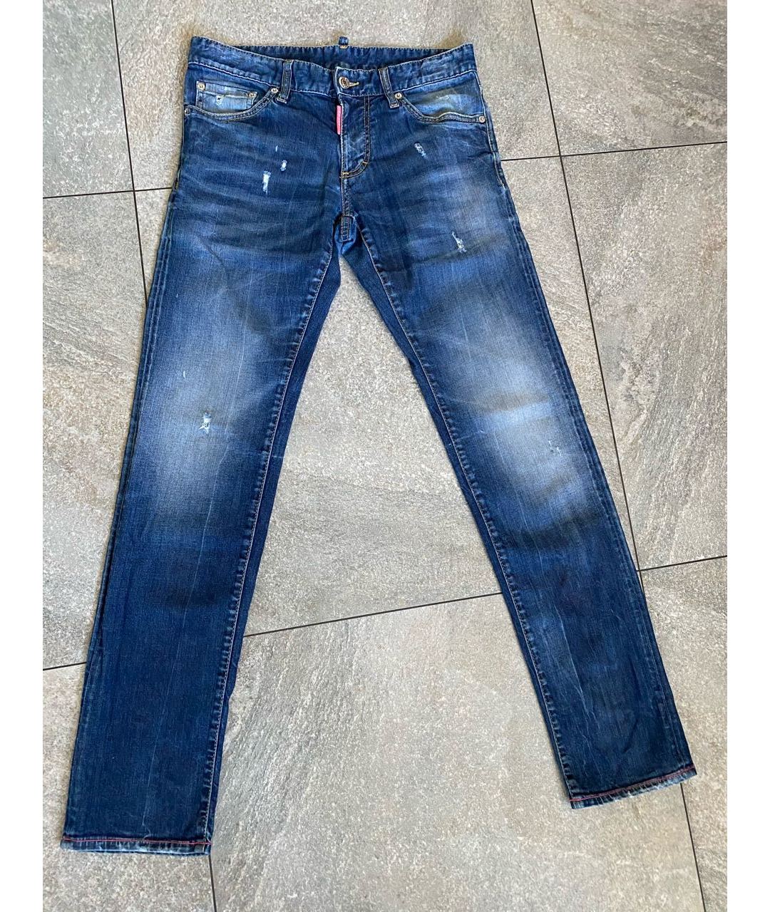 DSQUARED2 Темно-синие хлопко-эластановые джинсы, фото 6