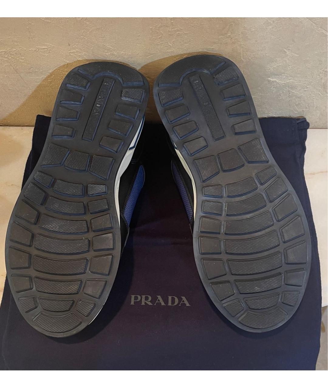 PRADA Темно-синие текстильные низкие кроссовки / кеды, фото 6