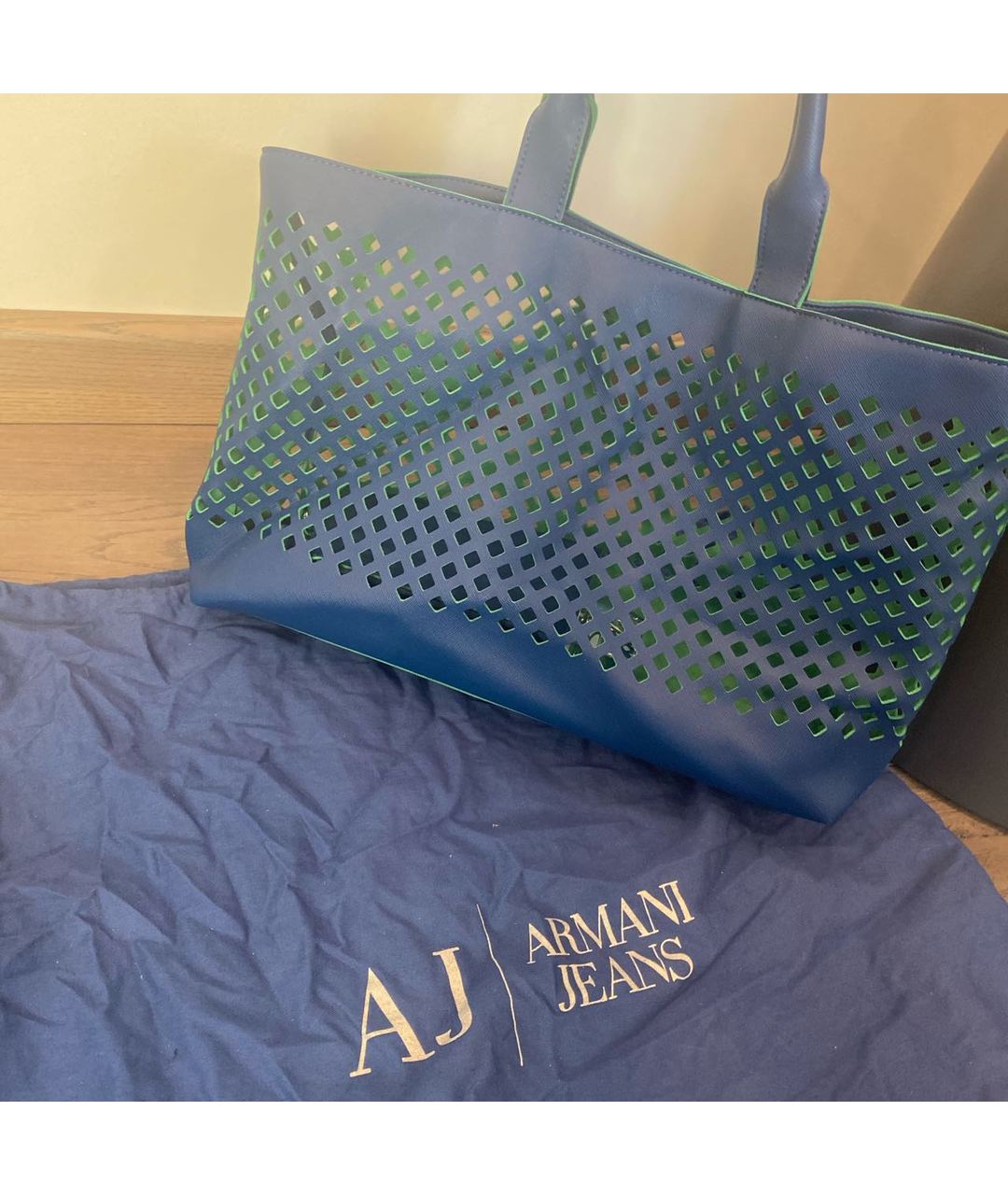 ARMANI JEANS Синяя пляжная сумка, фото 3