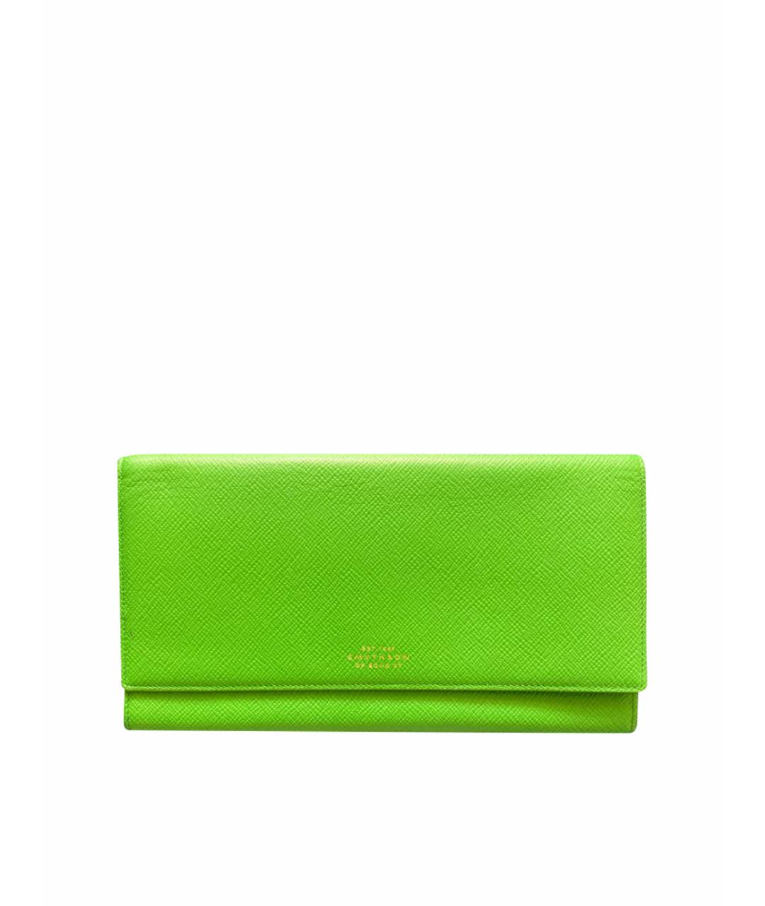 SMYTHSON Зеленый кожаный кошелек, фото 1