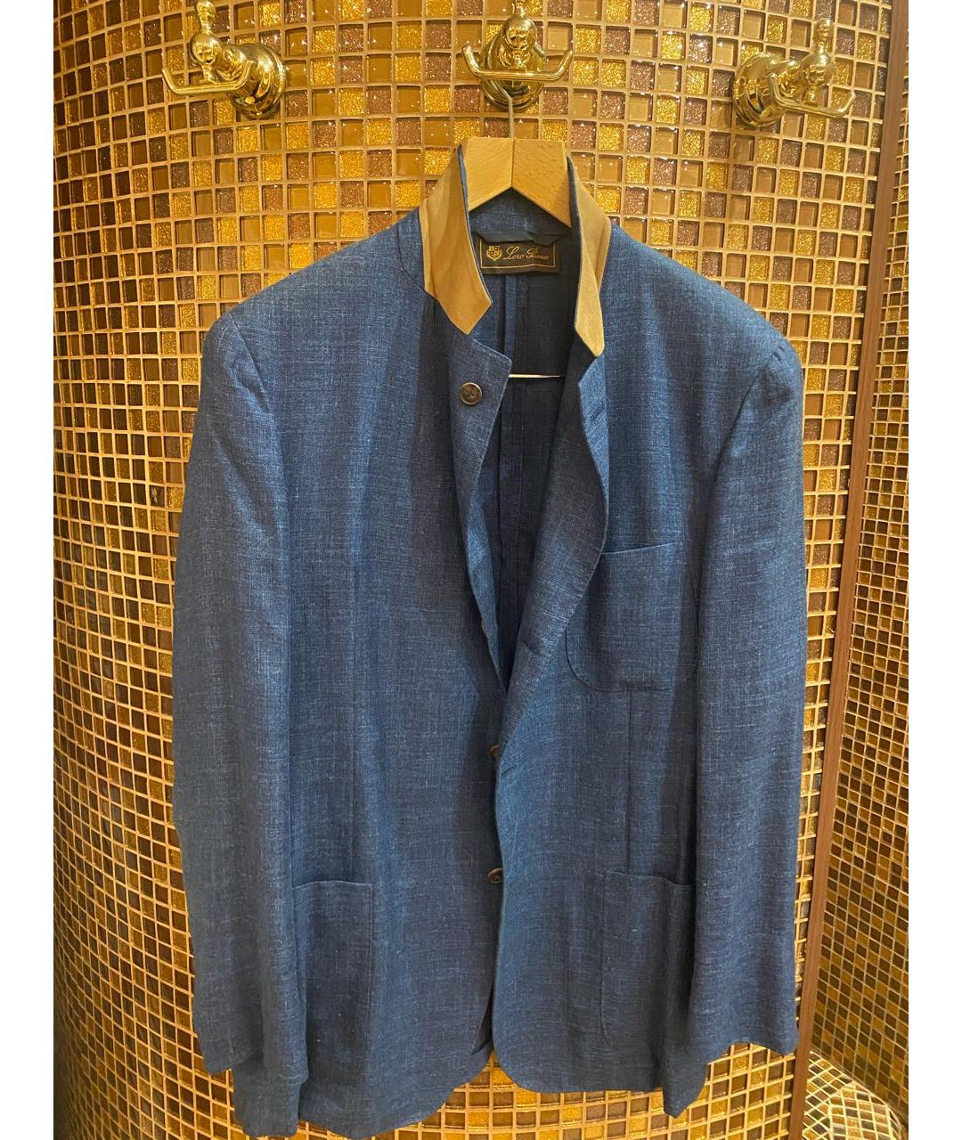 LORO PIANA Голубой хлопковый пиджак, фото 4