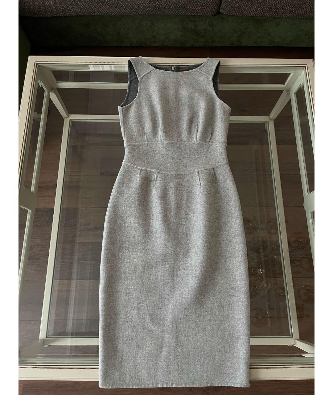 CH CAROLINA HERRERA Серое шерстяное повседневное платье, фото 8