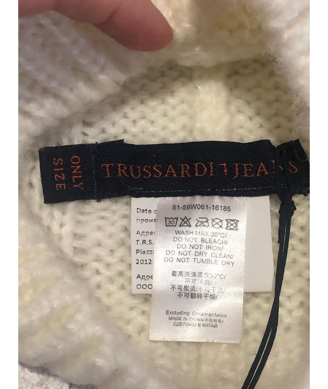 TRUSSARDI JEANS Белая синтетическая шапка, фото 4