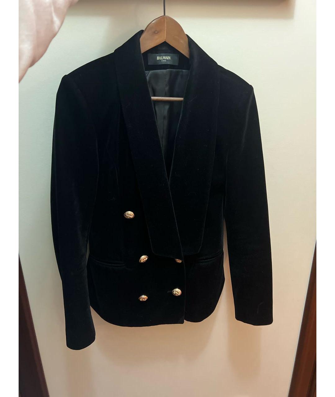 BALMAIN Черный велюровый жакет/пиджак, фото 5