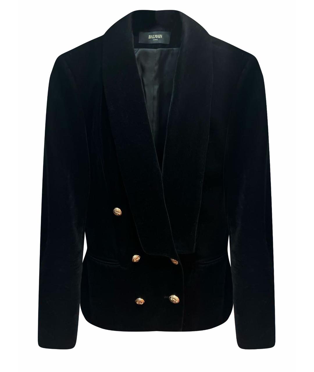 BALMAIN Черный велюровый жакет/пиджак, фото 1