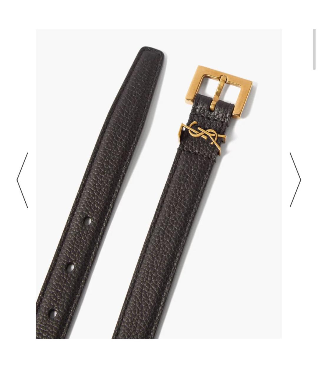 SAINT LAURENT Черный кожаный ремень, фото 2