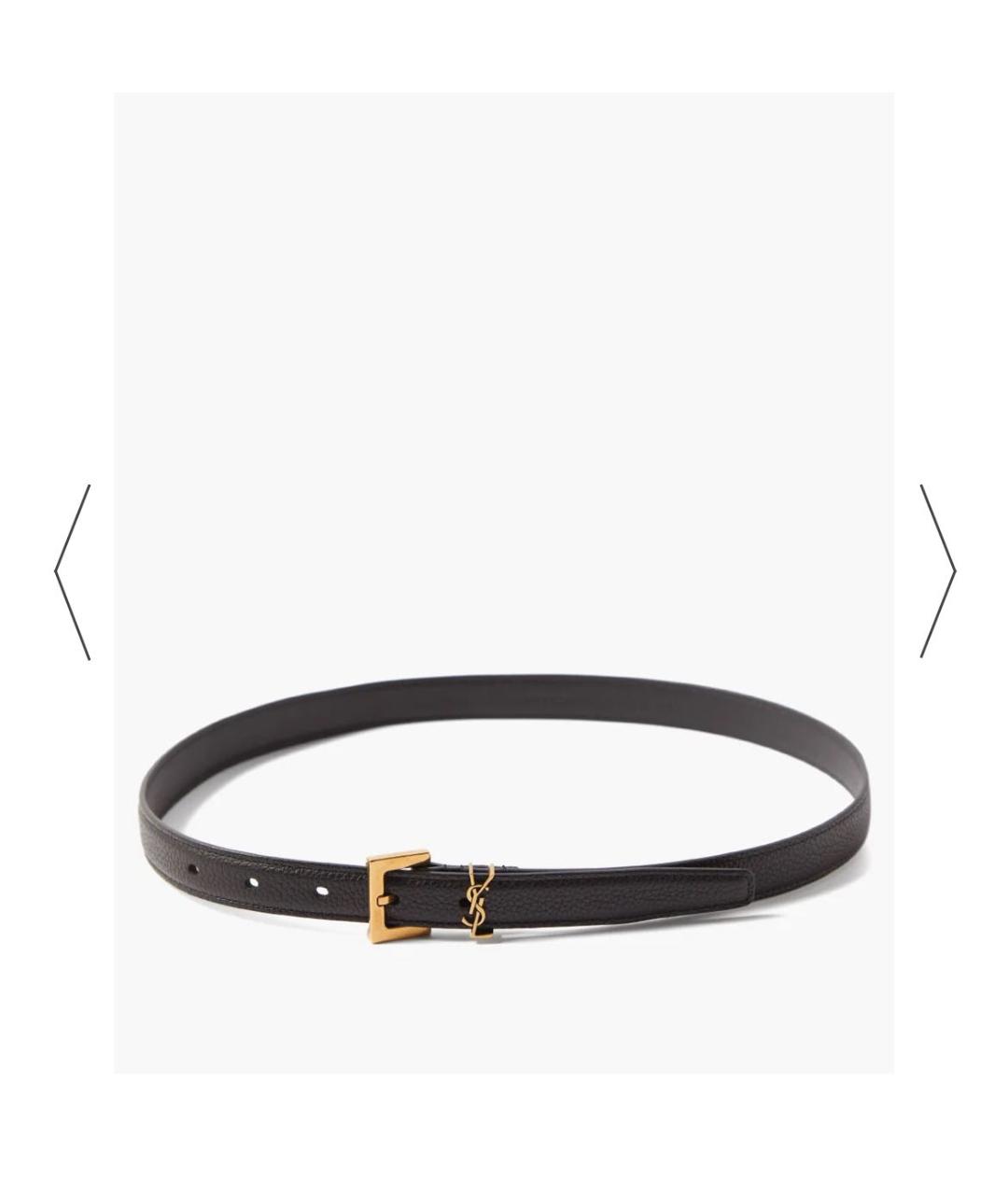 SAINT LAURENT Черный кожаный ремень, фото 3