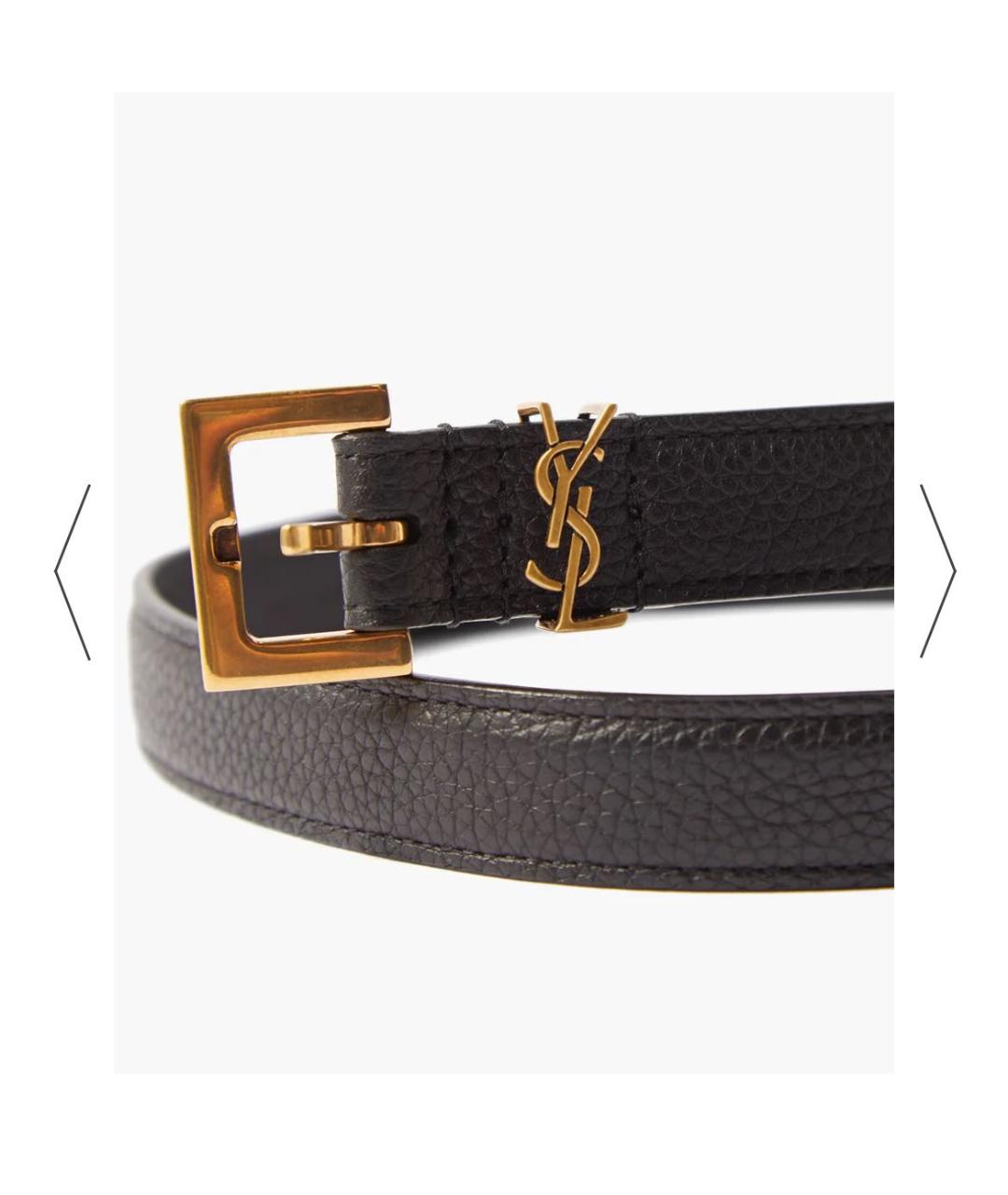 SAINT LAURENT Черный кожаный ремень, фото 4