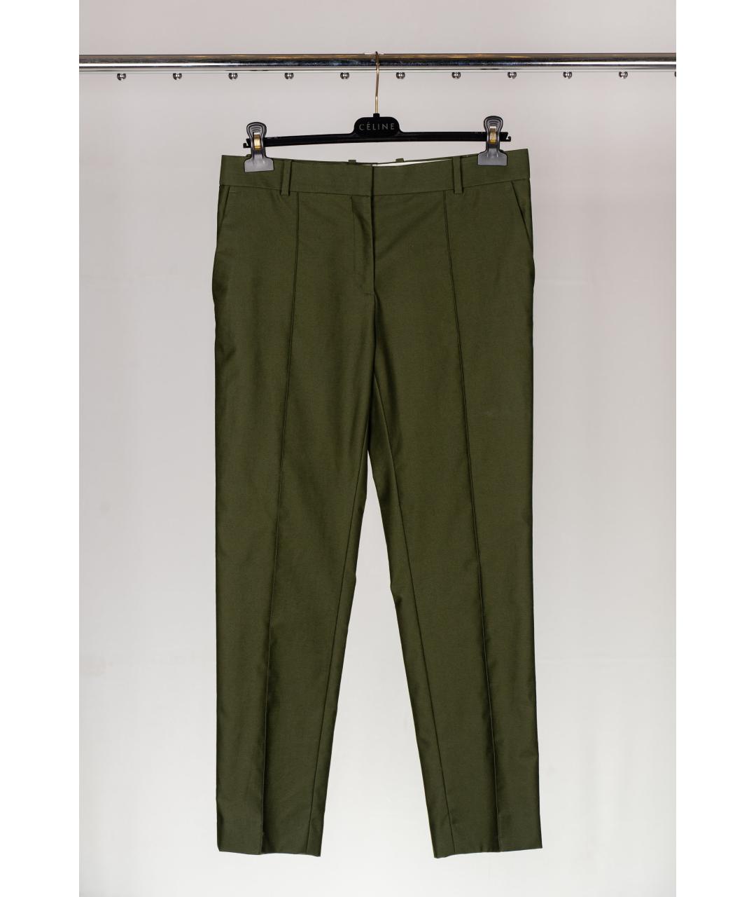 CELINE Зеленые хлопковые прямые брюки, фото 3