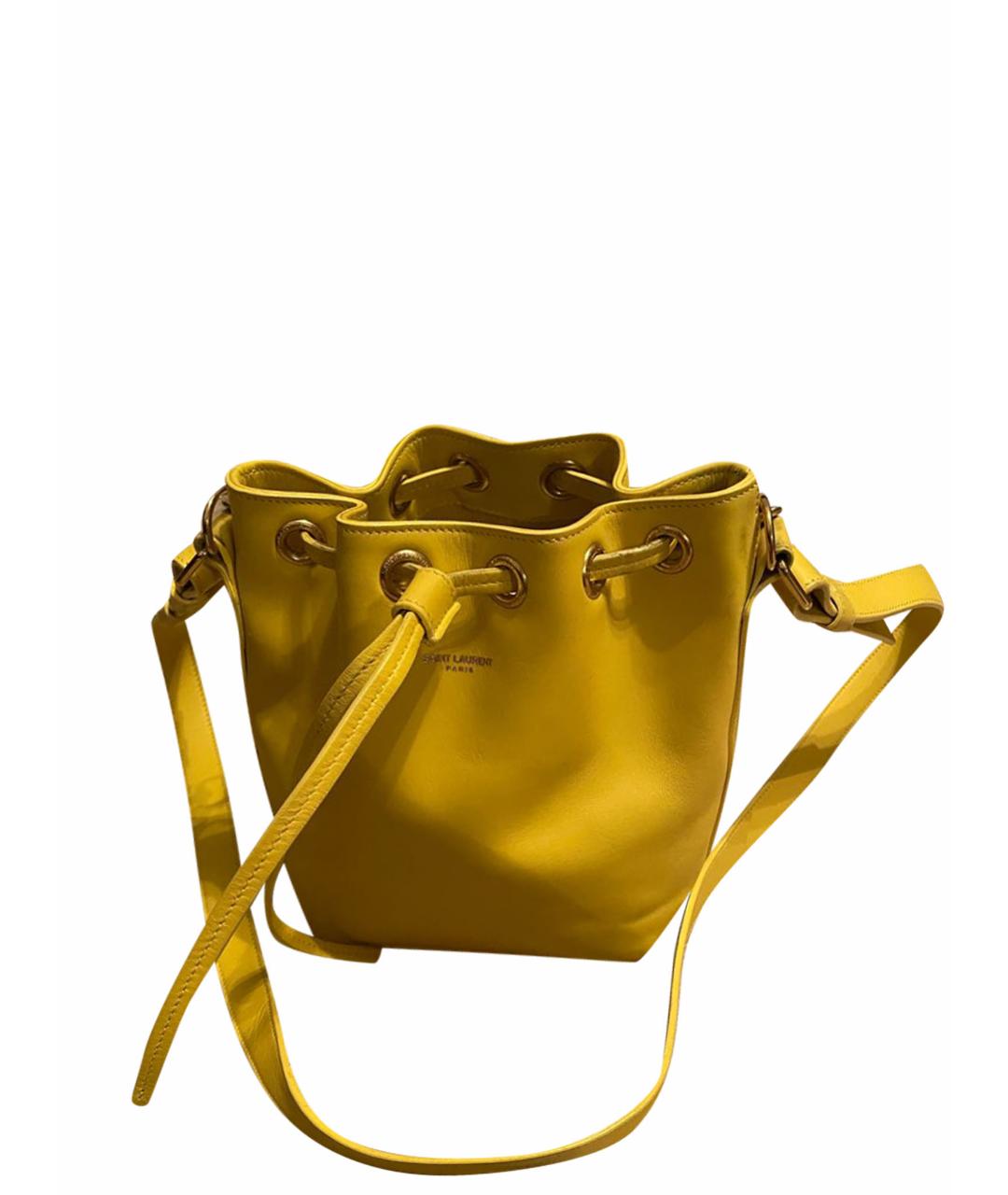 SAINT LAURENT Желтая кожаная сумка тоут, фото 1