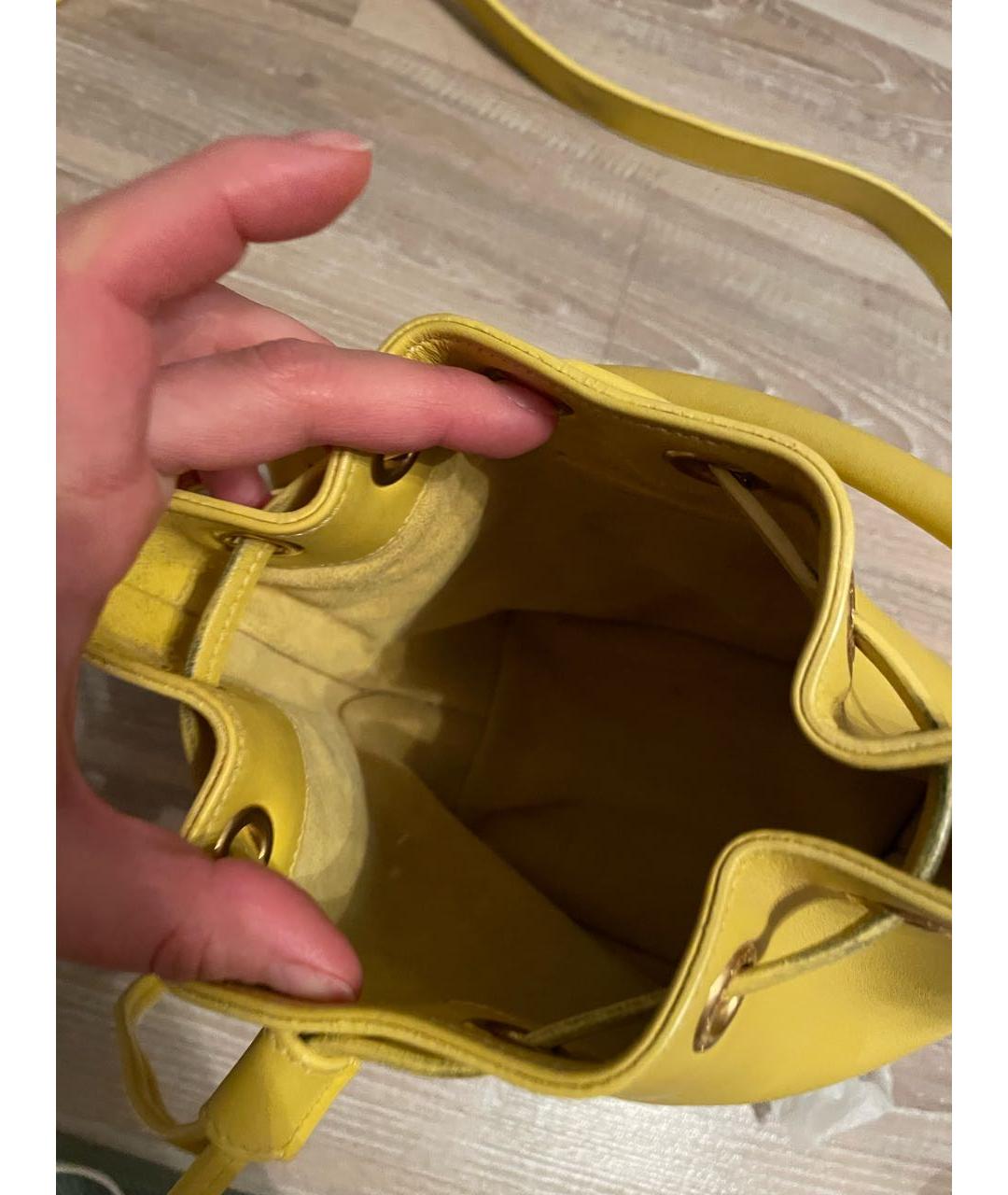 SAINT LAURENT Желтая кожаная сумка тоут, фото 7