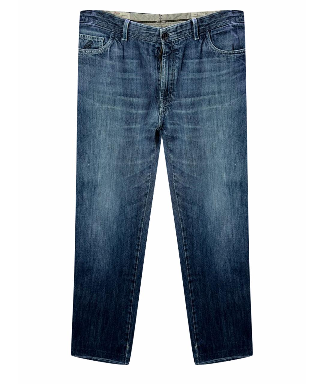 BRIONI Синие хлопковые прямые джинсы, фото 1