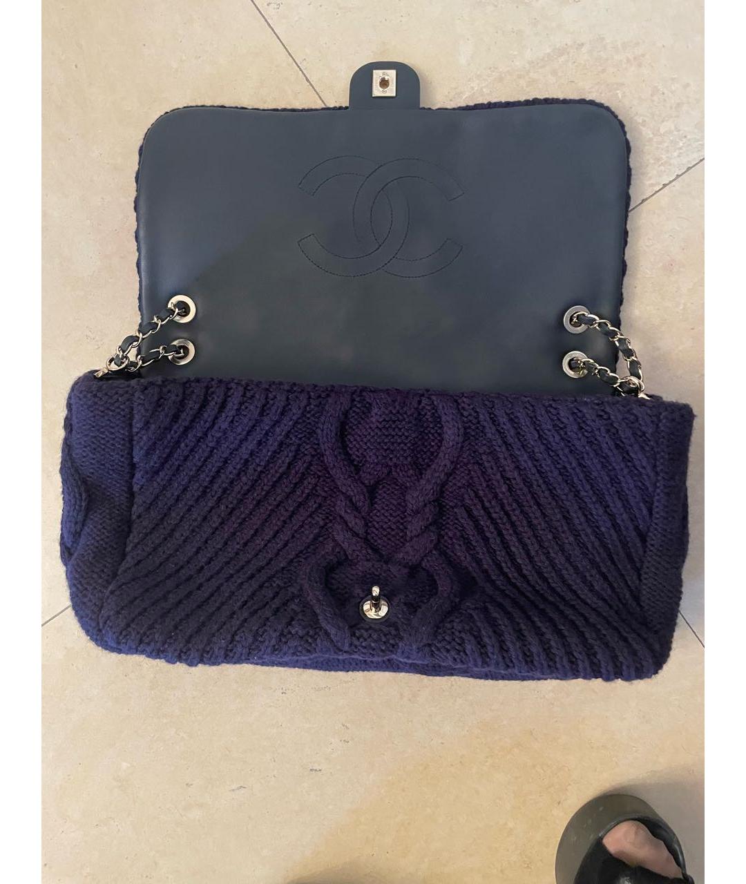 CHANEL Фиолетовая шерстяная сумка через плечо, фото 6