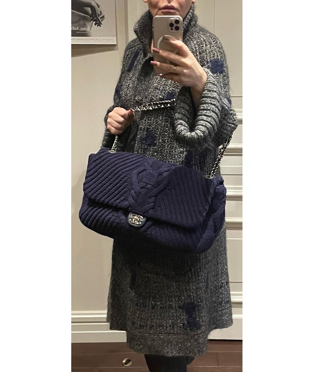 CHANEL Фиолетовая шерстяная сумка через плечо, фото 8