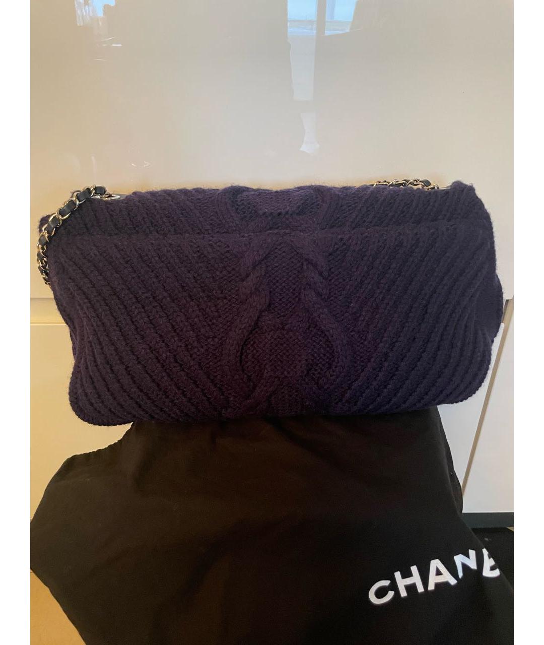 CHANEL Фиолетовая шерстяная сумка через плечо, фото 4