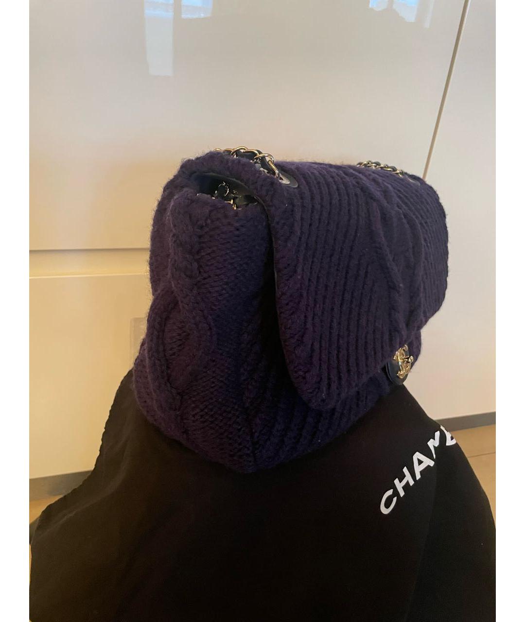 CHANEL Фиолетовая шерстяная сумка через плечо, фото 3