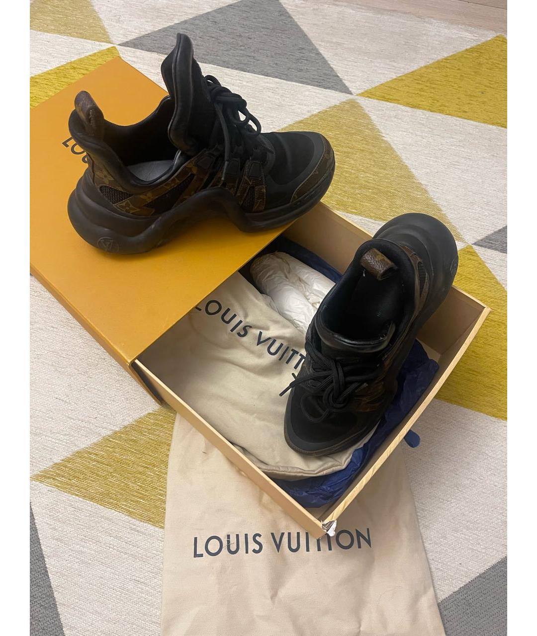 LOUIS VUITTON PRE-OWNED Коричневые кроссовки из искусственной кожи, фото 4