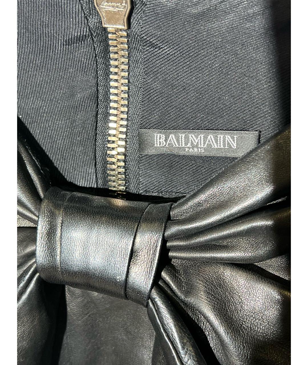 BALMAIN Черная кожаная юбка миди, фото 3