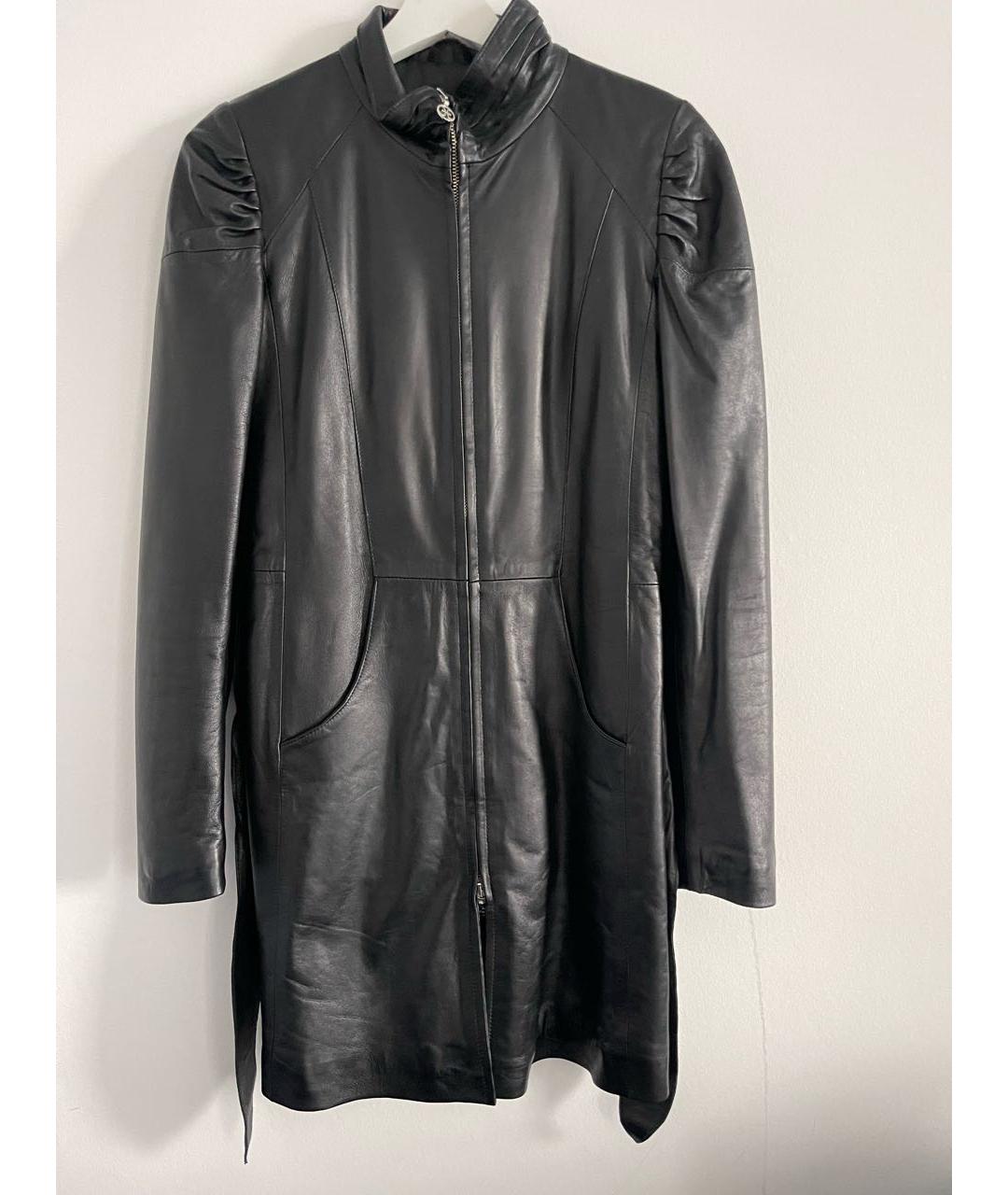 FABI Черное кожаное пальто, фото 7