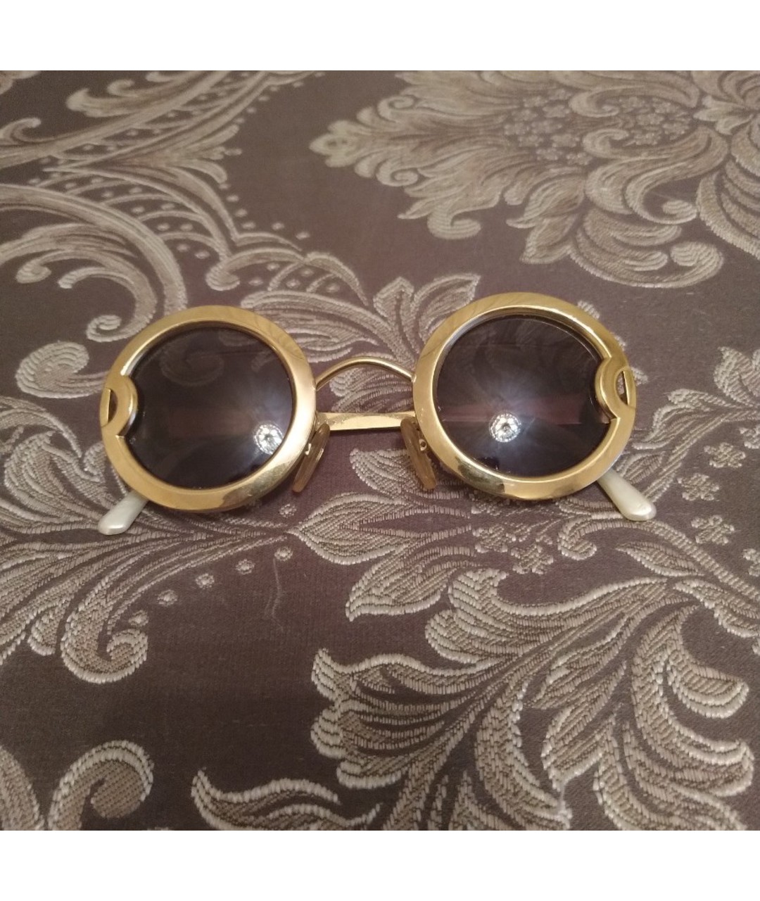 CHRISTIAN DIOR VINTAGE Золотые металлические солнцезащитные очки, фото 6