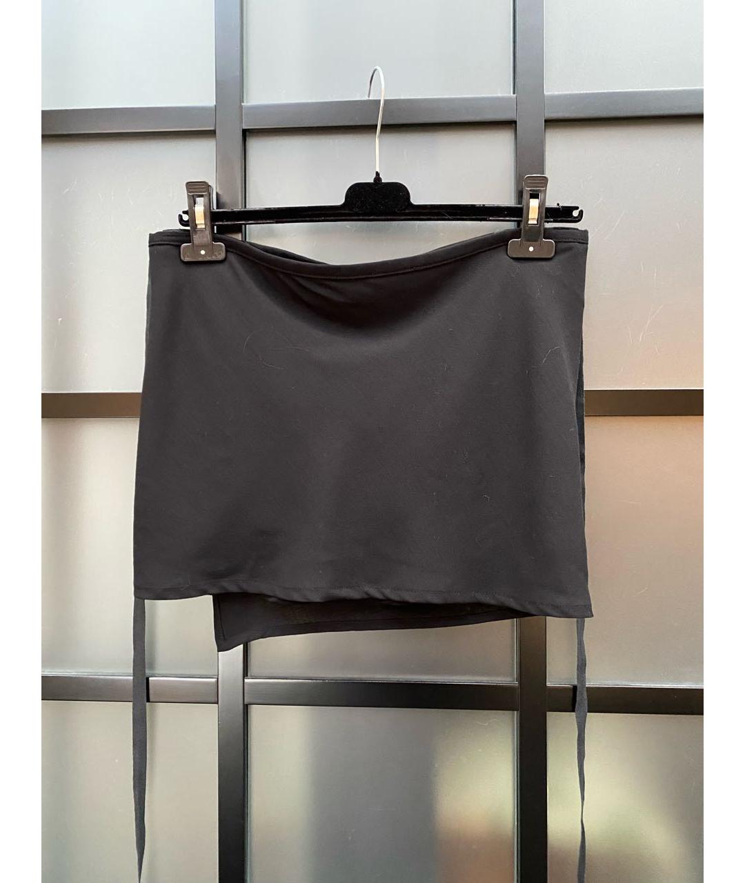 ANN DEMEULEMEESTER Черная шерстяная юбка мини, фото 2