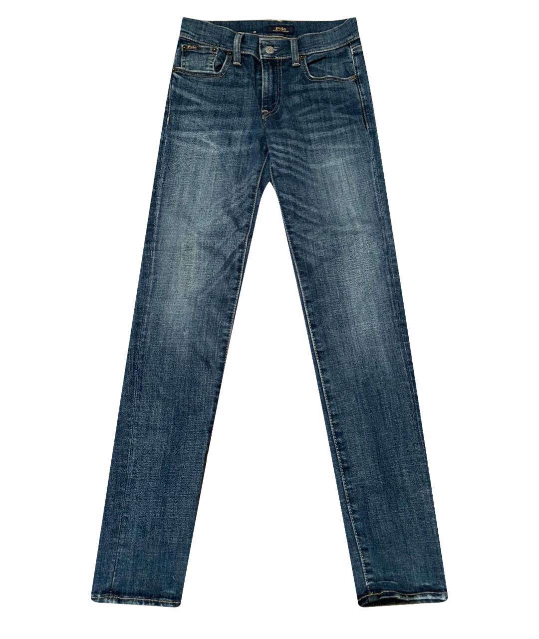 POLO RALPH LAUREN Темно-синие хлопко-полиэстеровые джинсы слим, фото 1