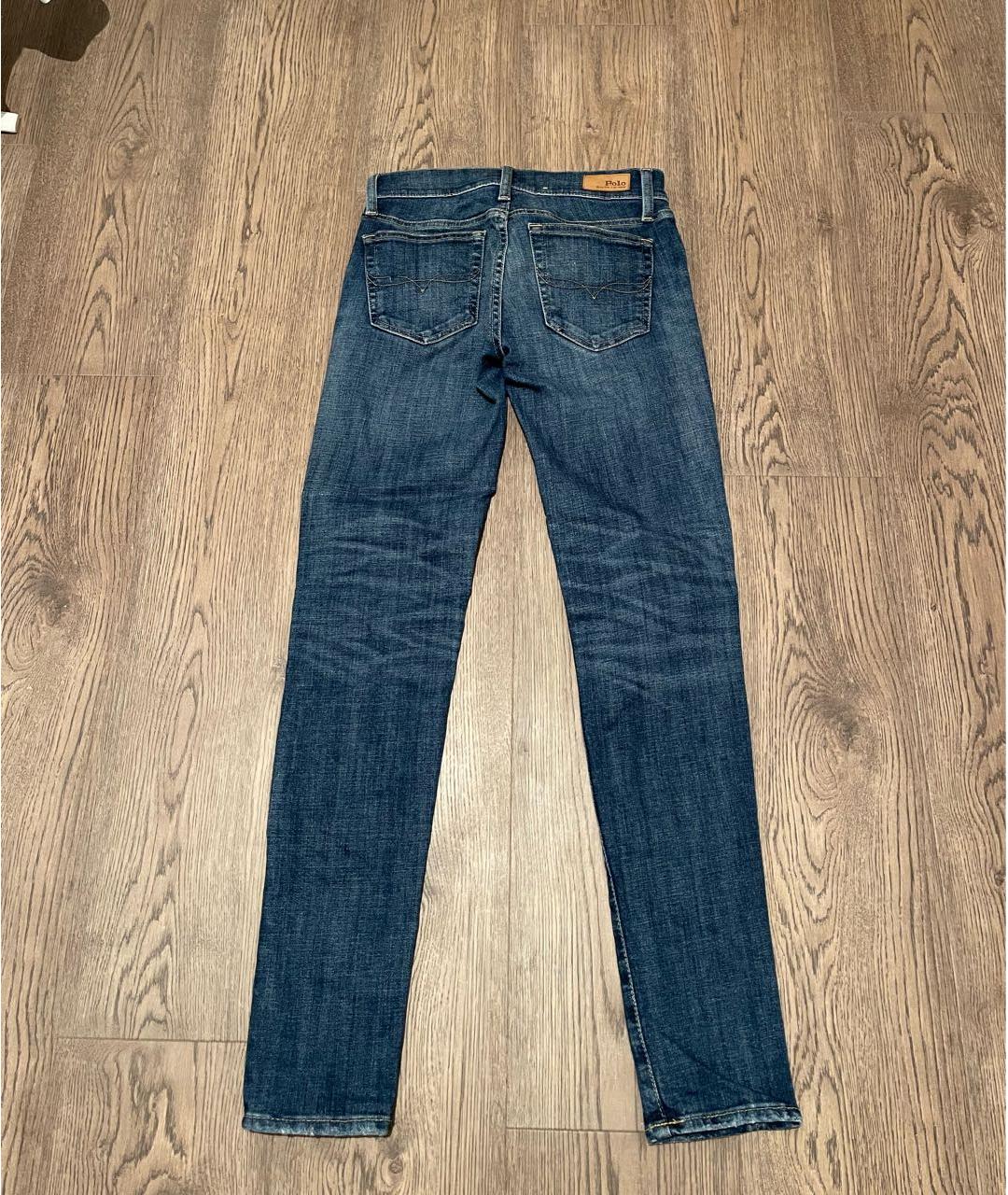 POLO RALPH LAUREN Темно-синие хлопко-полиэстеровые джинсы слим, фото 2