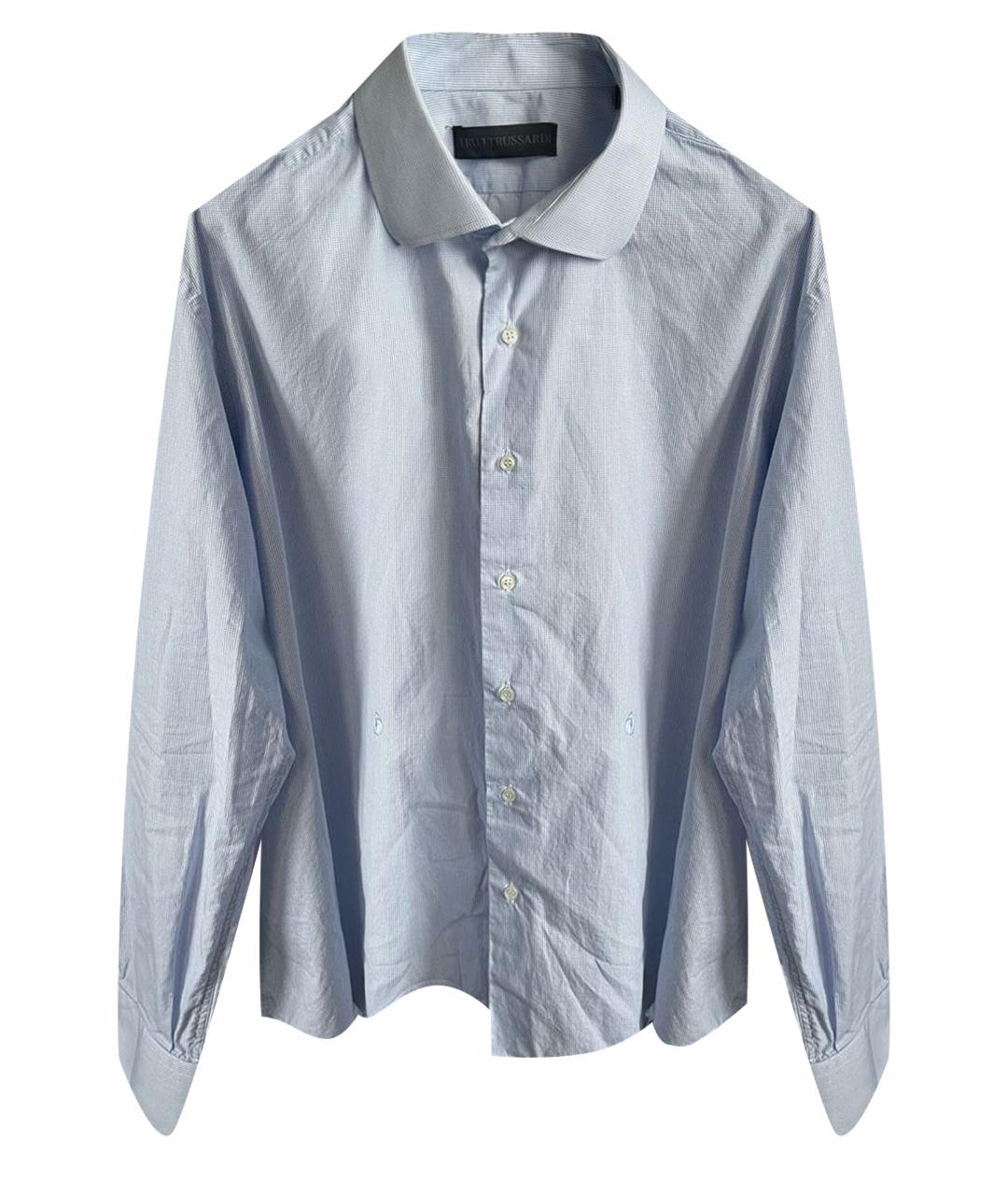 TRUSSARDI Голубая хлопковая классическая рубашка, фото 1