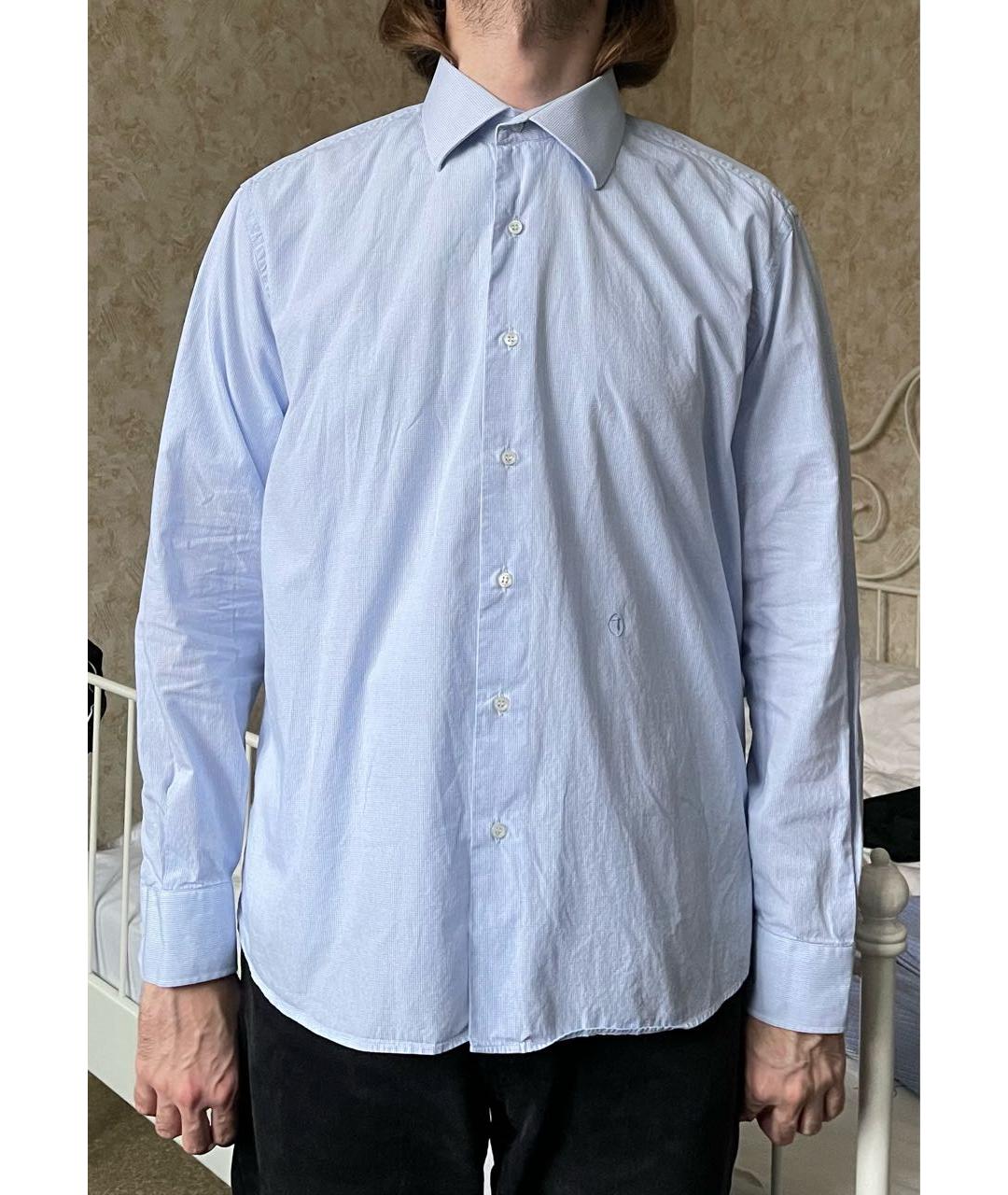 TRUSSARDI Голубая хлопковая классическая рубашка, фото 6