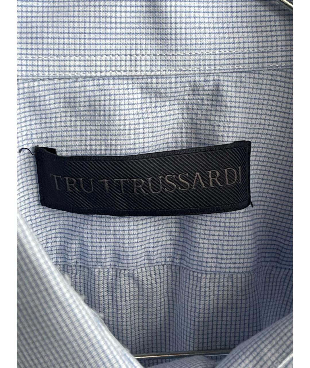 TRUSSARDI Голубая хлопковая классическая рубашка, фото 3