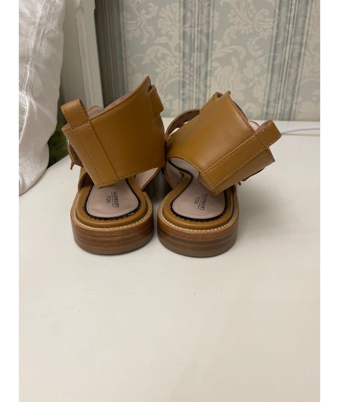 PAULA CADEMARTORI Бежевые кожаные сандалии, фото 4