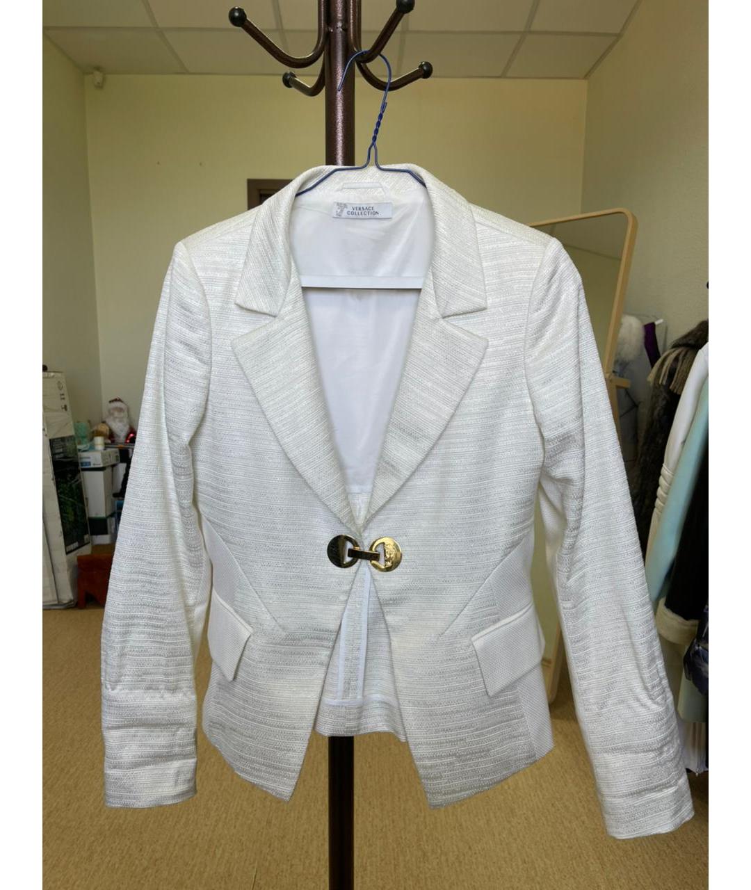 VERSACE COLLECTION Белый хлопковый жакет/пиджак, фото 8