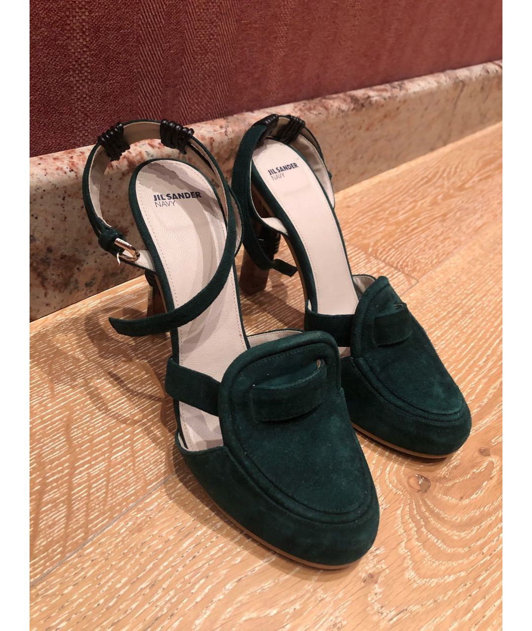 JIL SANDER NAVY Зеленые замшевые туфли, фото 3