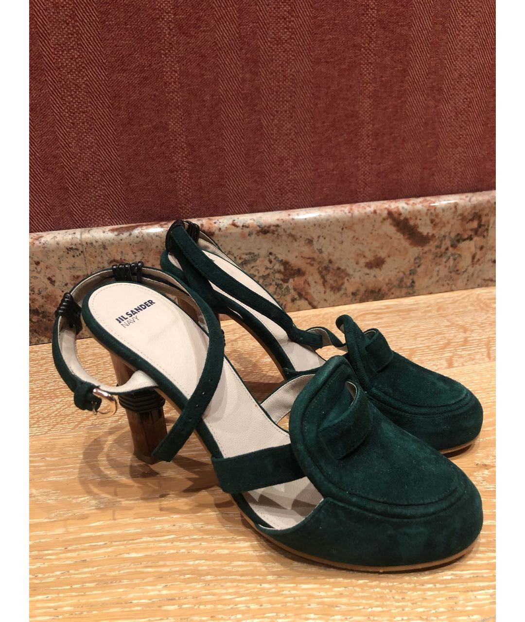 JIL SANDER NAVY Зеленые замшевые туфли, фото 8