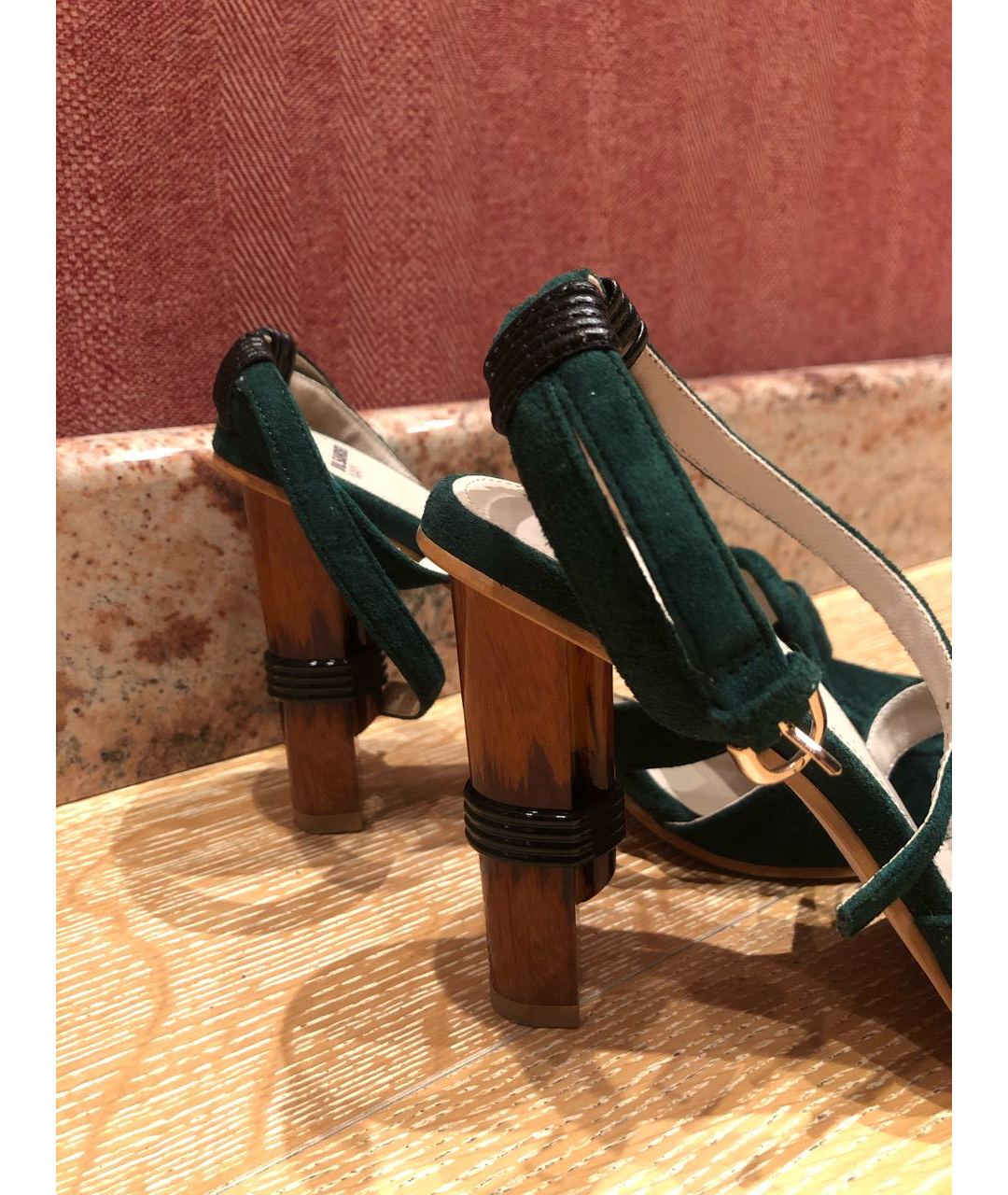 JIL SANDER NAVY Зеленые замшевые туфли, фото 4