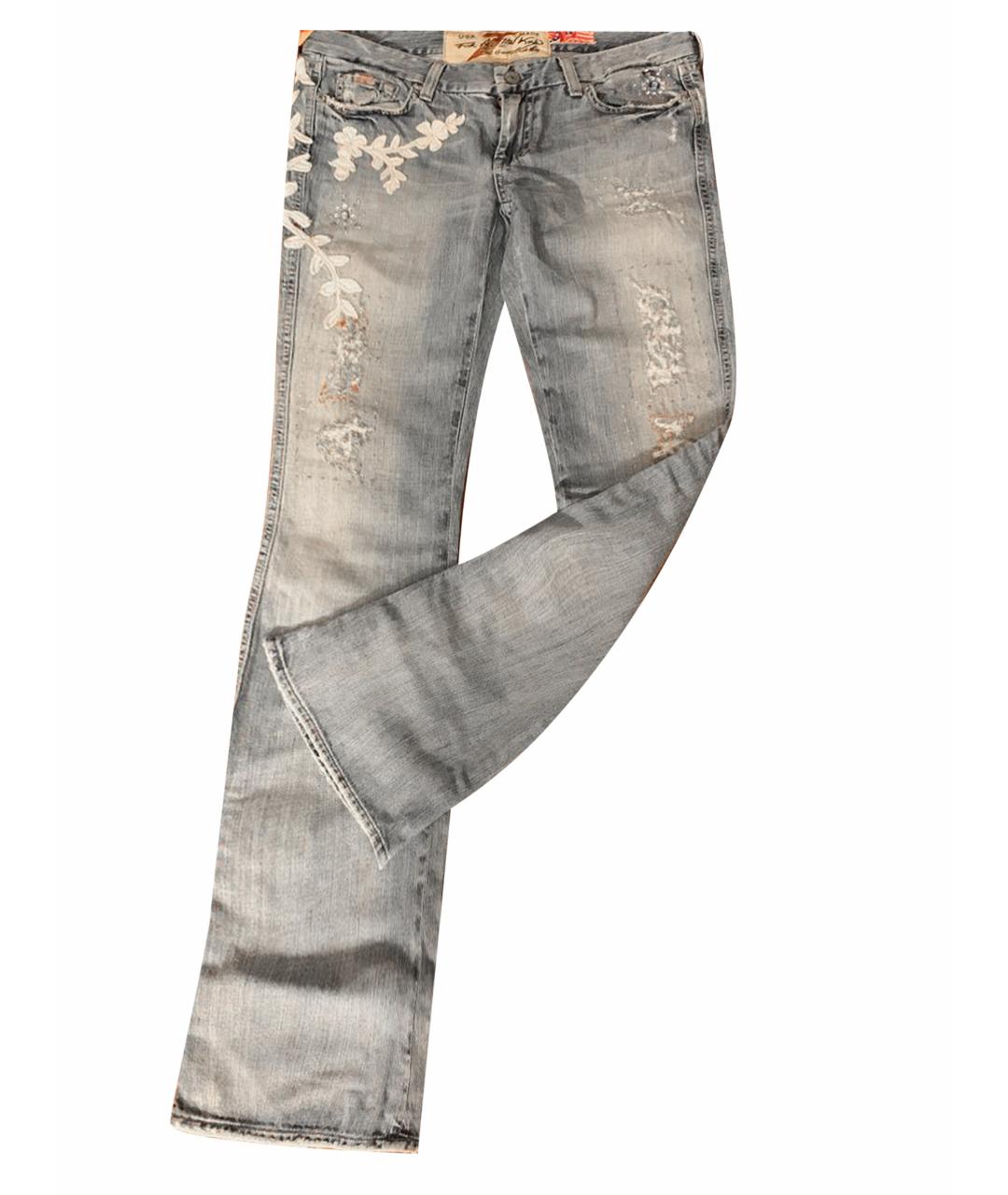 7 FOR ALL MANKIND Голубые хлопковые джинсы клеш, фото 1