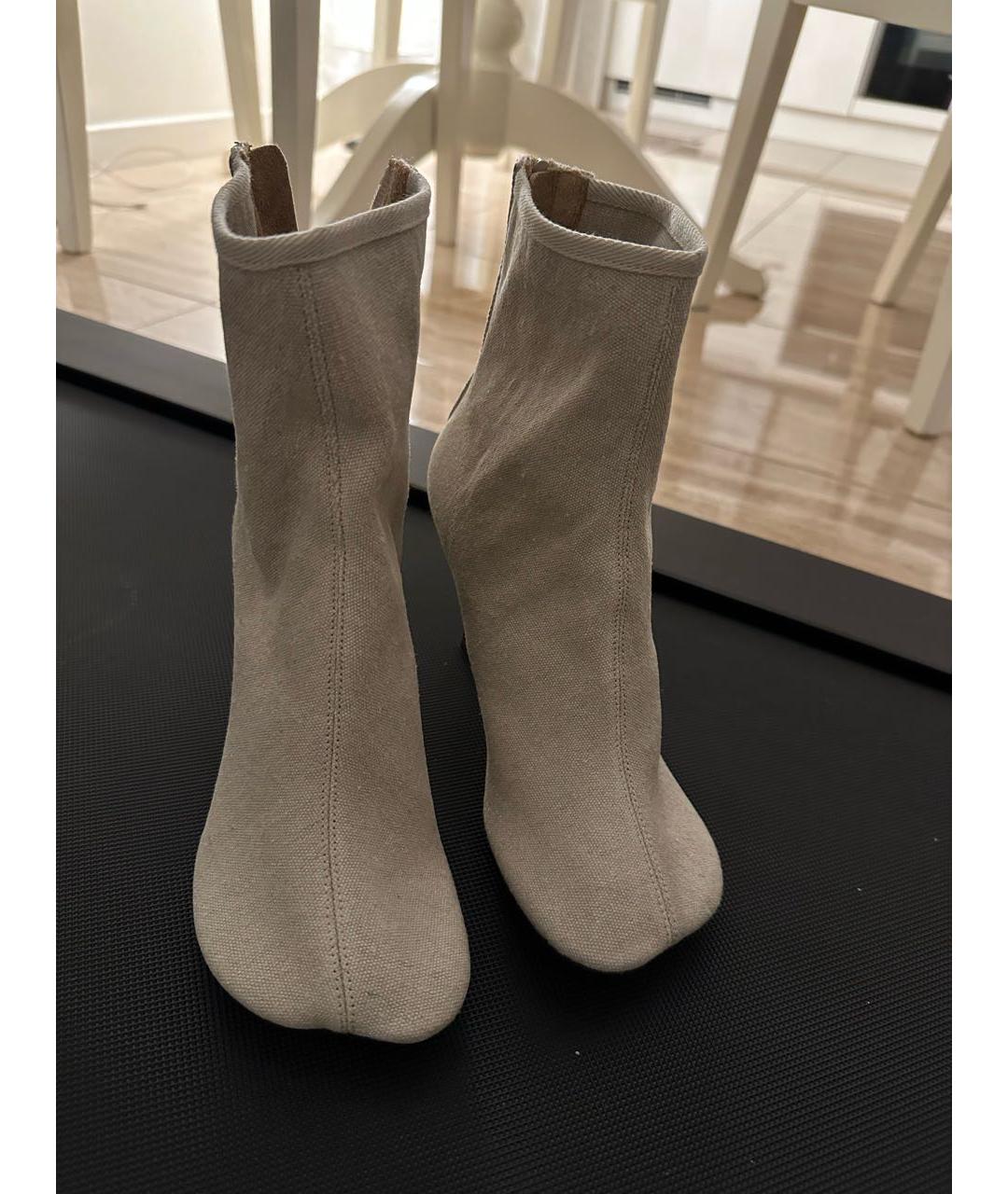 MM6 MAISON MARGIELA Бежевые текстильные ботильоны, фото 3