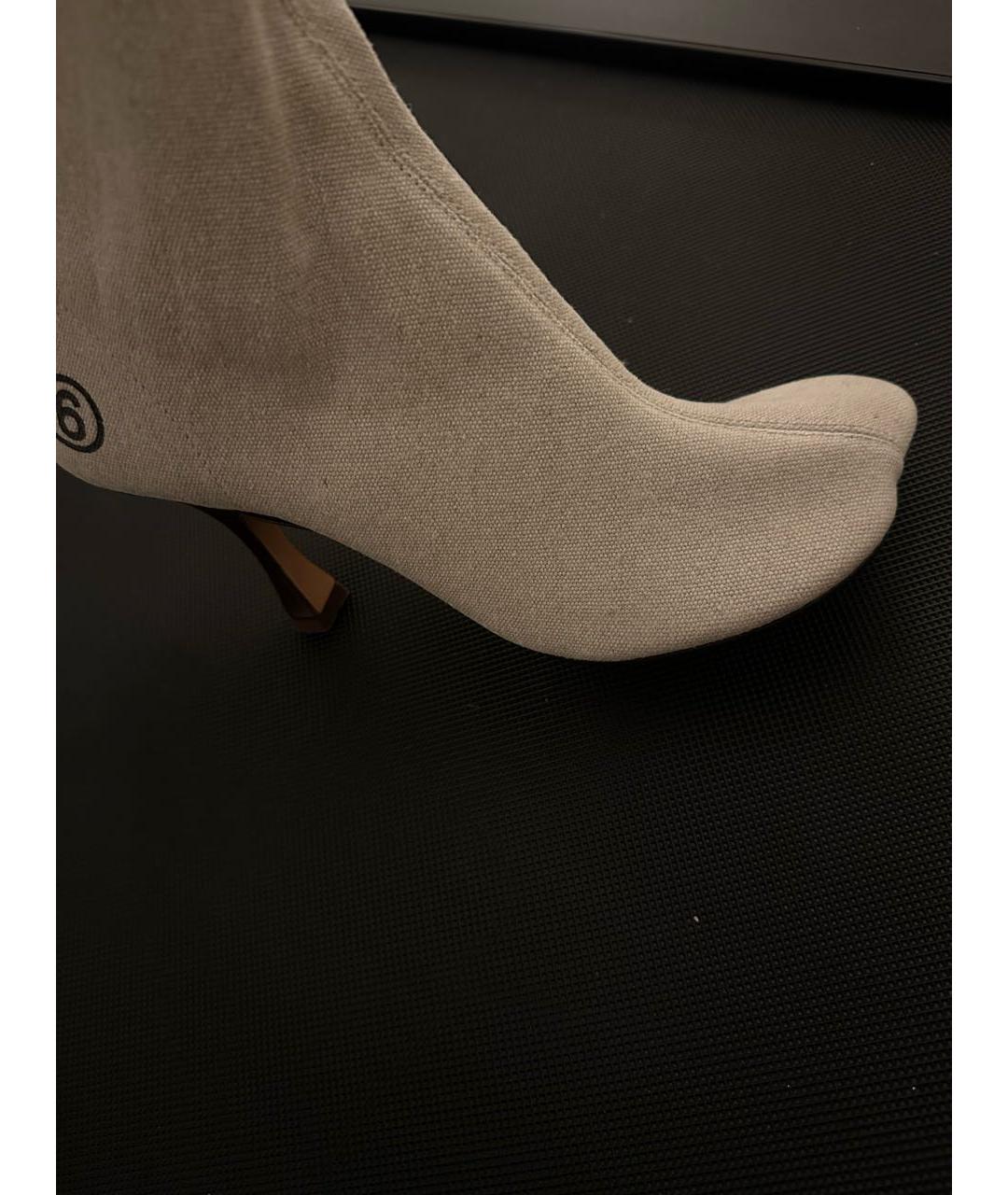 MM6 MAISON MARGIELA Бежевые текстильные ботильоны, фото 7