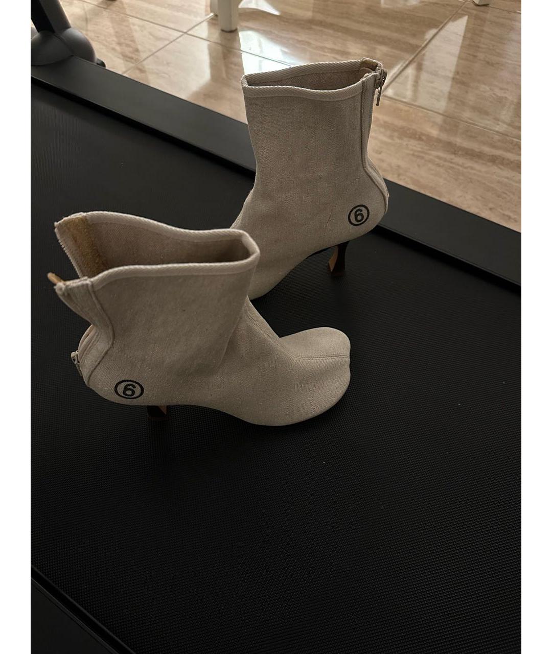 MM6 MAISON MARGIELA Бежевые текстильные ботильоны, фото 2
