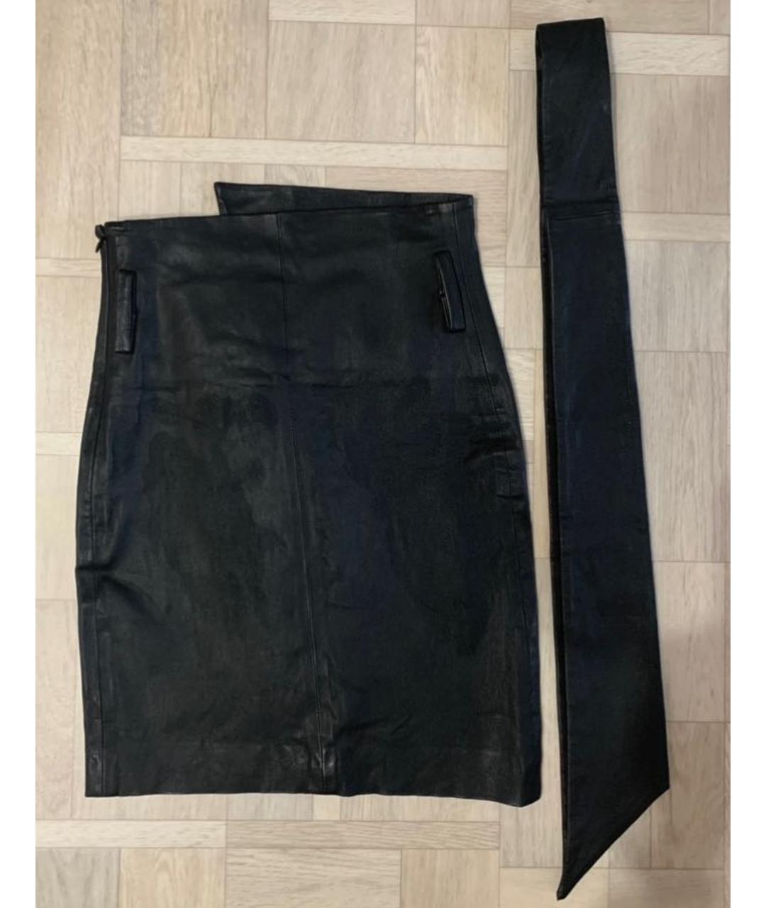 IRO Черная кожаная юбка мини, фото 2