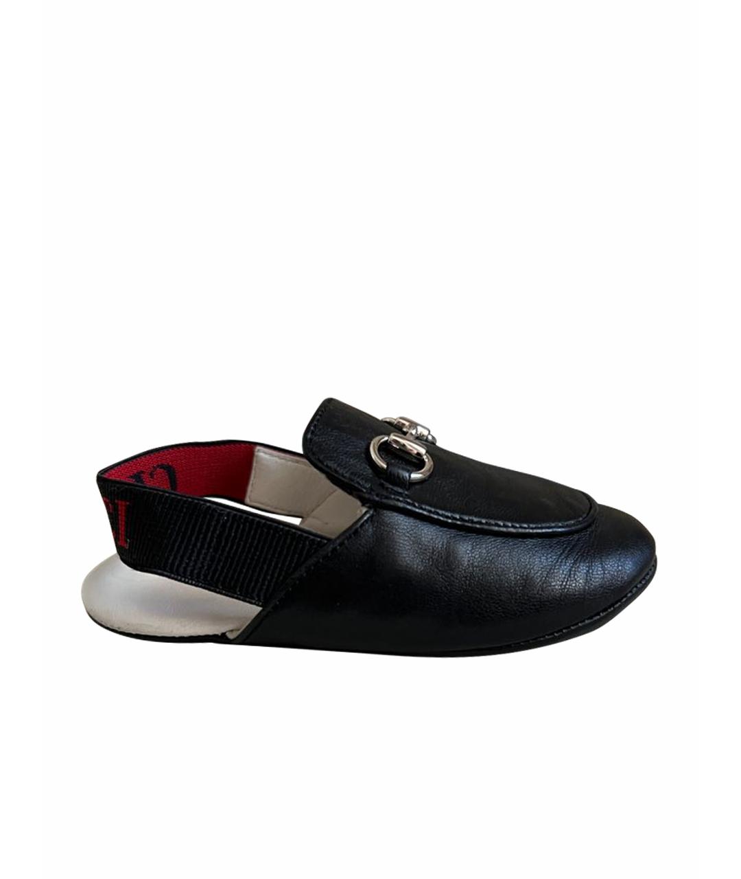 GUCCI KIDS Черные кожаные лоферы и мокасины, фото 1