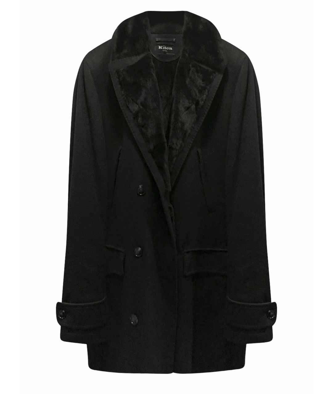 KITON Черное меховое пальто, фото 1
