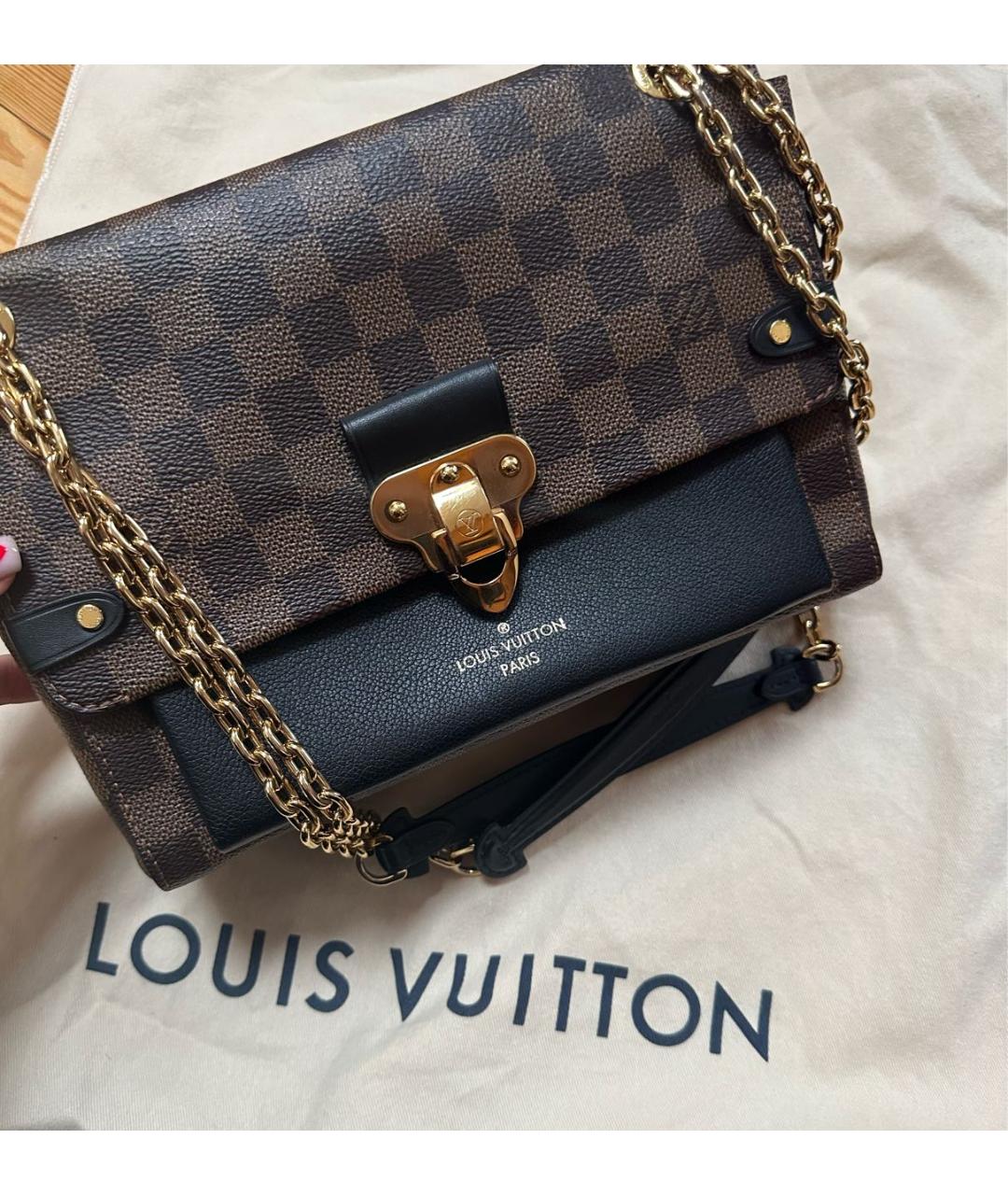 LOUIS VUITTON Коричневая кожаная сумка через плечо, фото 6