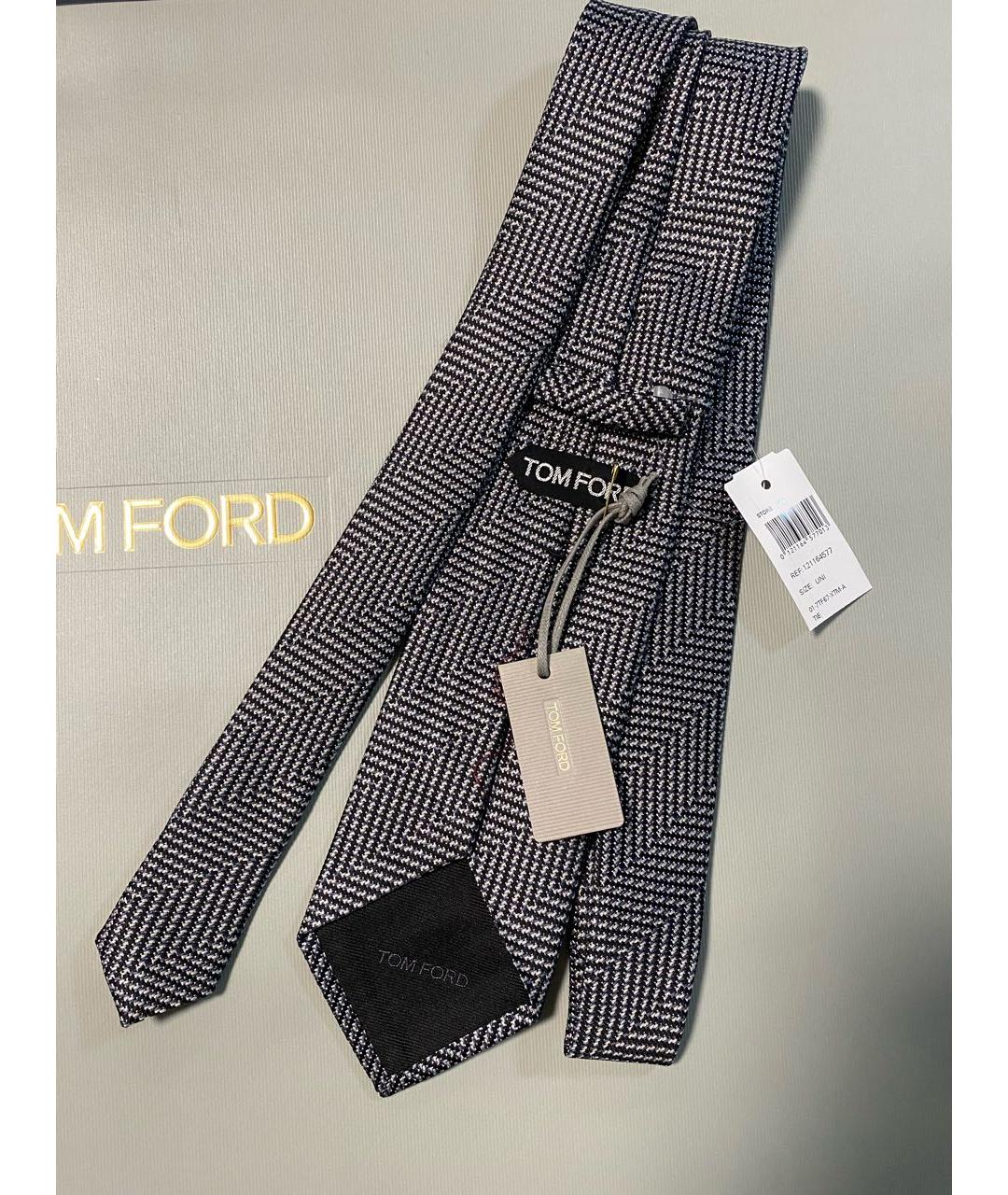 TOM FORD Серый шелковый галстук, фото 2