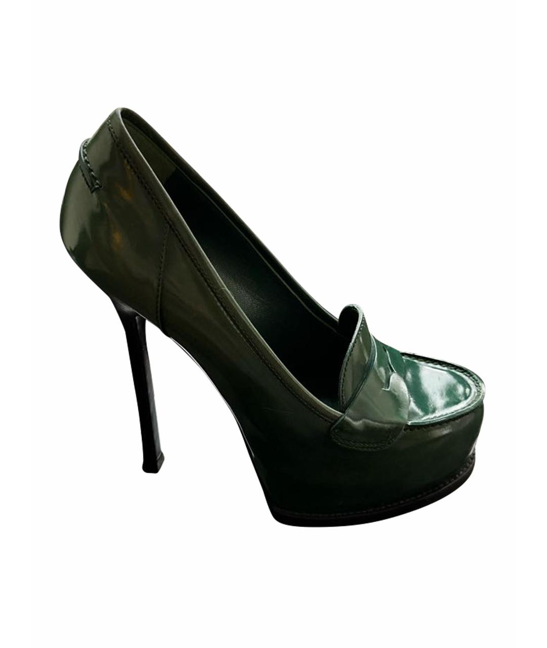 SAINT LAURENT Зеленые кожаные туфли, фото 1