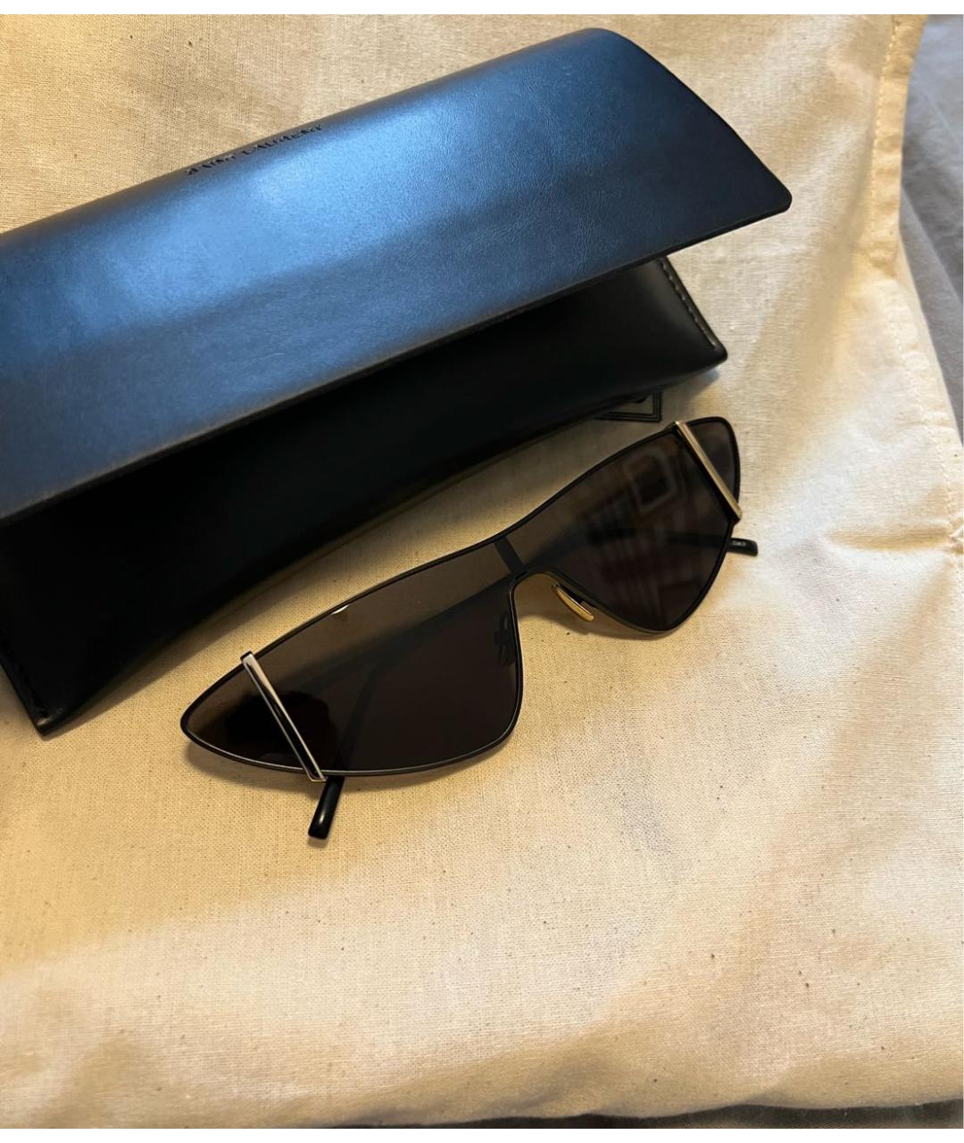 SAINT LAURENT Черные металлические солнцезащитные очки, фото 3