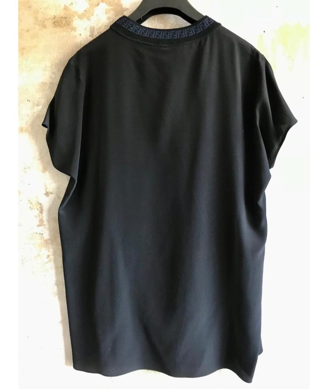 FENDI Черная шелковая футболка, фото 2